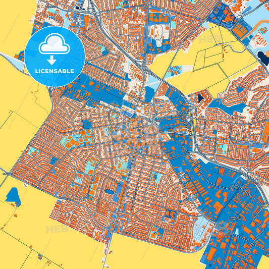 Colorful Salinas Street Map with Labels and Buildings