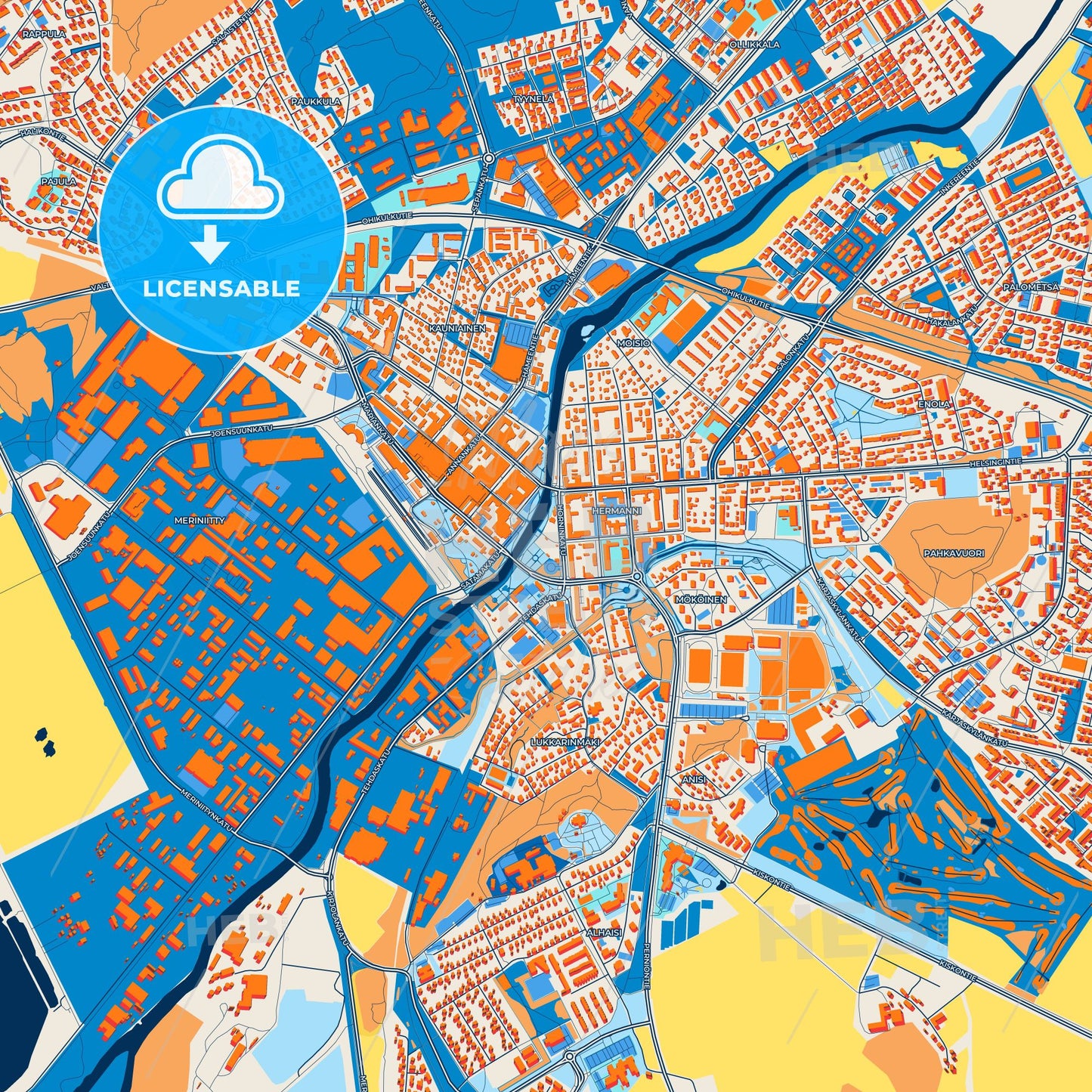 Colorful Salo Street Map with Labels and Buildings