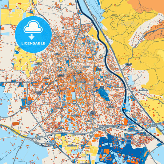 Colorful Salon-de-Provence Street Map with Labels and Buildings