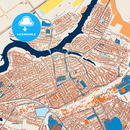 Colorful Salsk Street Map with Labels and Buildings