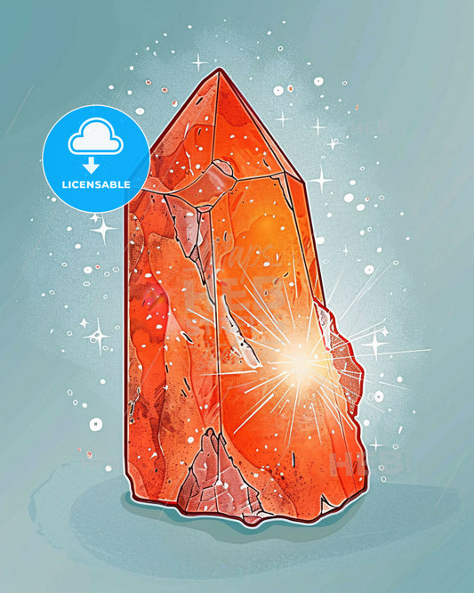 Serene Salt Lamp Line Art Design - A red crystal with a light shining on it