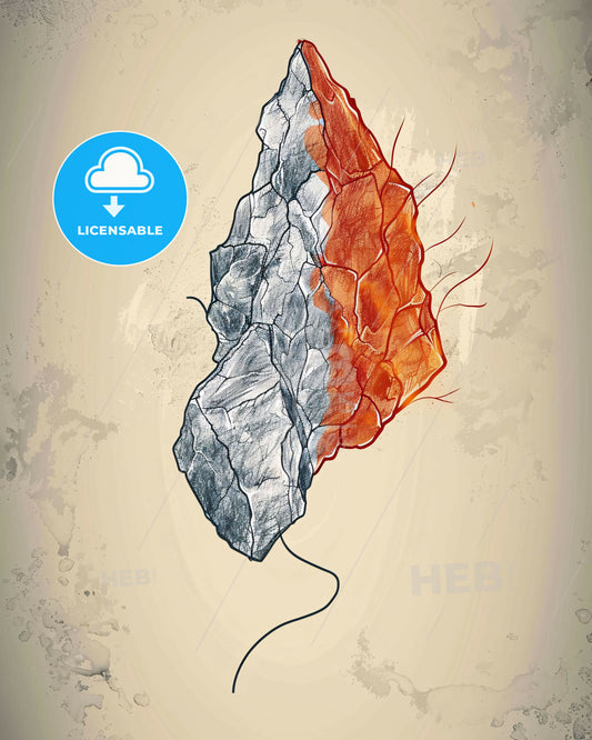 Minimalist Serenity: Salt Lamp Silhouette on Beige - A drawing of a rock with a string