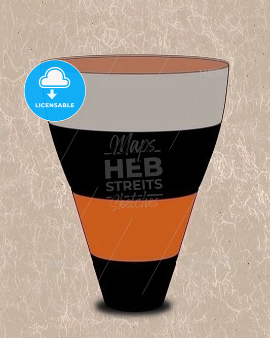 Serene Salt Lamp Minimalist Artwork - A black and orange striped cone