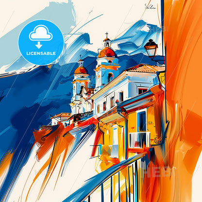 Vibrant Salta, Argentina - A Painting Of A Building On A Cliff