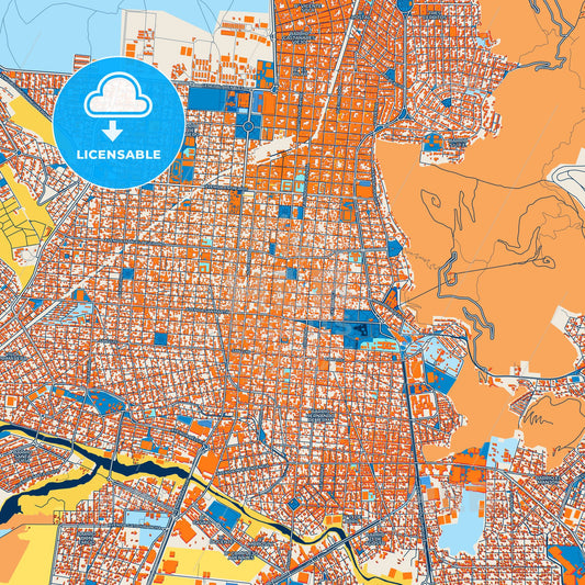 Colorful Salta Street Map with Labels and Buildings