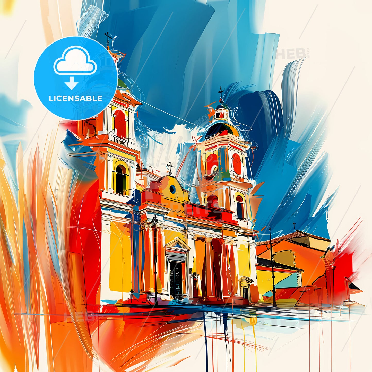 Vibrant Saltillo, Mexico - A Painting Of A Building