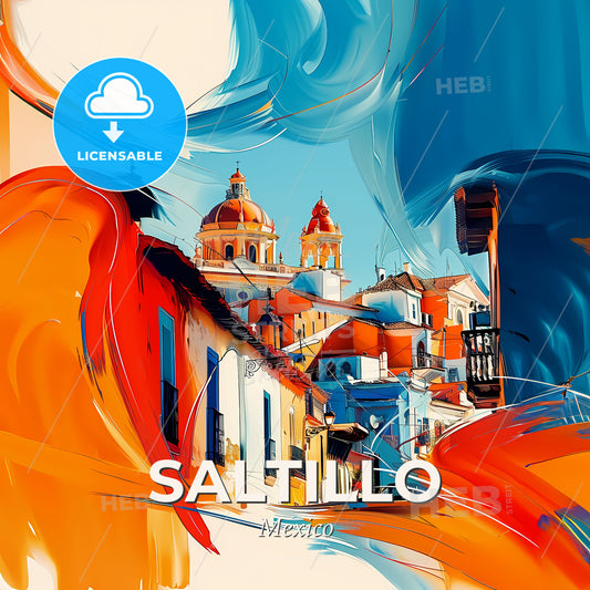 Vibrant Saltillo, Mexico - A Colorful Buildings With Domes - Square format print template