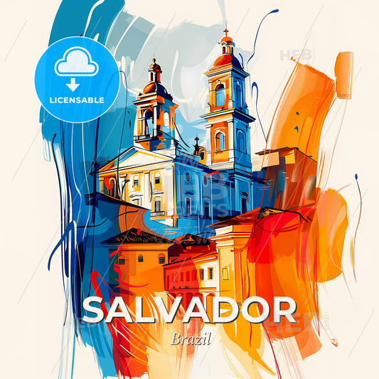 Vibrant Salvador, Brazil - A Painting Of A Building - Square format print template