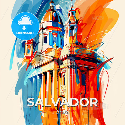 Vibrant Salvador, Brazil - A Colorful Building With A Dome - Square format print template