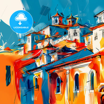 Vibrant Salvador, Brazil - A Painting Of A Building