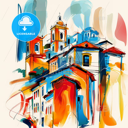 Vibrant Salvador, Brazil - A Colorful Building With Towers