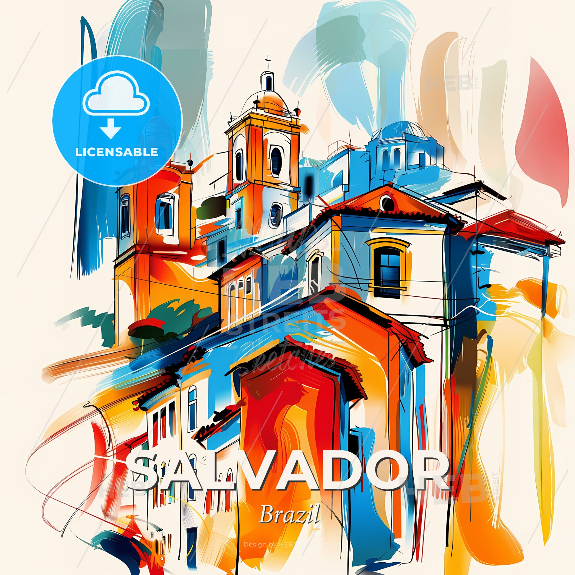 Vibrant Salvador, Brazil - A Colorful Building With Towers - Square format print template