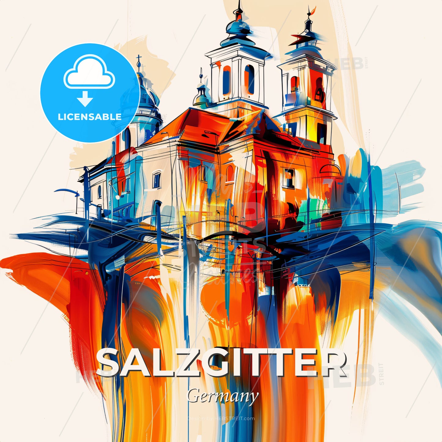 Vibrant Salzgitter, Germany - A Painting Of A Building - Square format print template