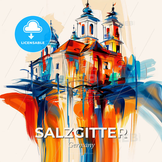 Vibrant Salzgitter, Germany - A Painting Of A Building - Square format print template