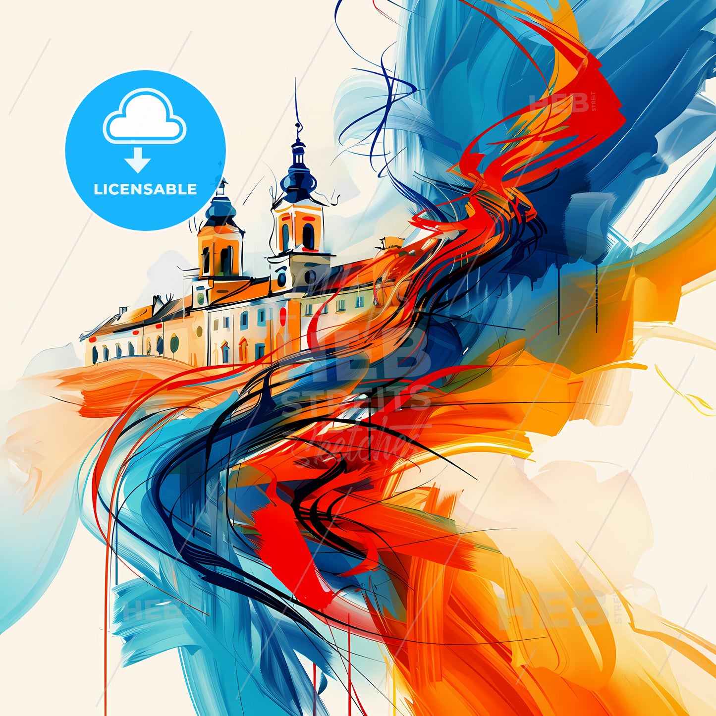 Vibrant Salzgitter, Germany - A Painting Of A Building With Colorful Paint