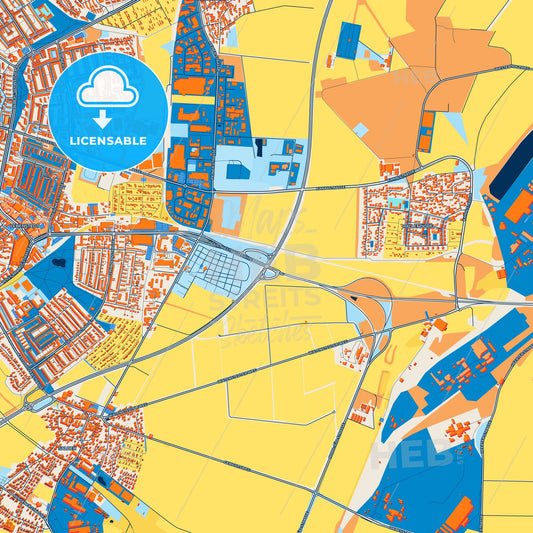 Colorful Salzgitter Street Map with Labels and Buildings