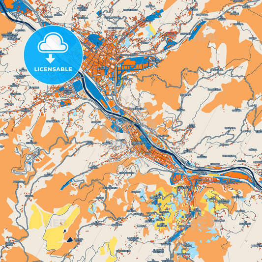 Colorful Sama Street Map with Labels and Buildings