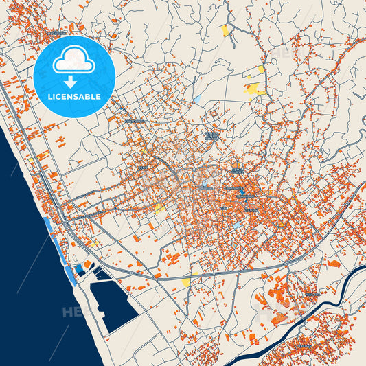 Colorful Samandağ Street Map with Labels and Buildings