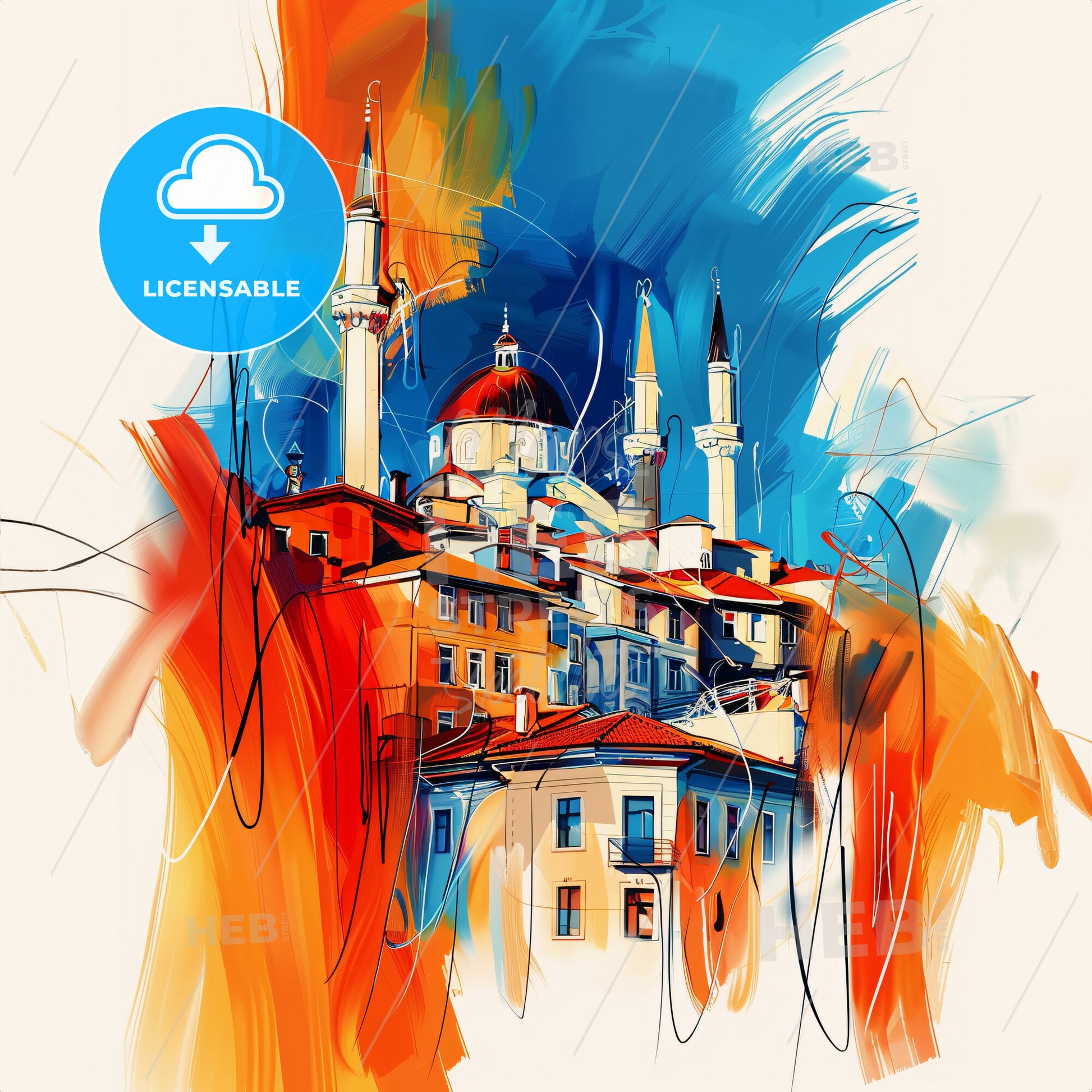 Vibrant Samsun, Turkey - A Colorful Painting Of A Building