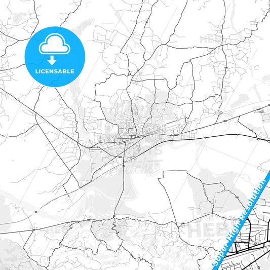 Samtredia, Georgia light map with streetnames, citynames and districts