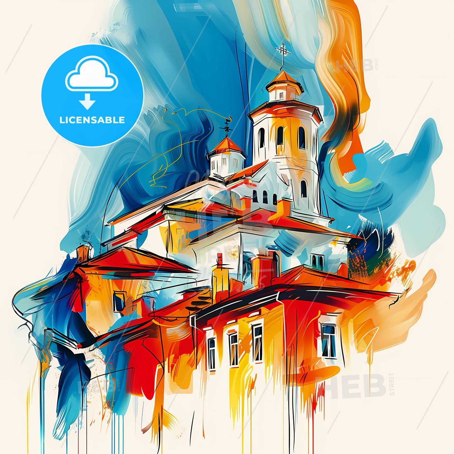 Vibrant Samtredia, Georgia - A Painting Of A Building