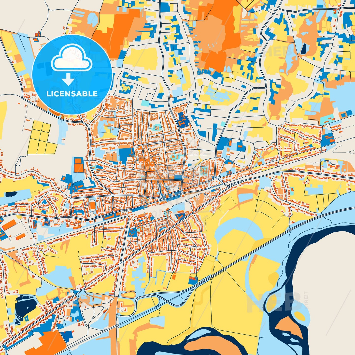 Colorful Samtredia Street Map with Labels and Buildings