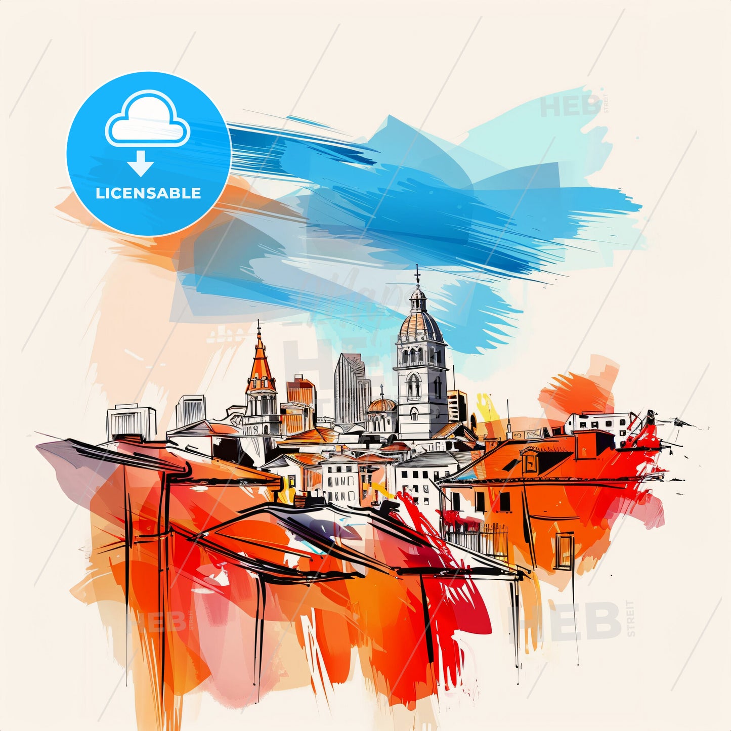 Vibrant San Antonio, Texas - A Colorful Cityscape With A Blue Sky