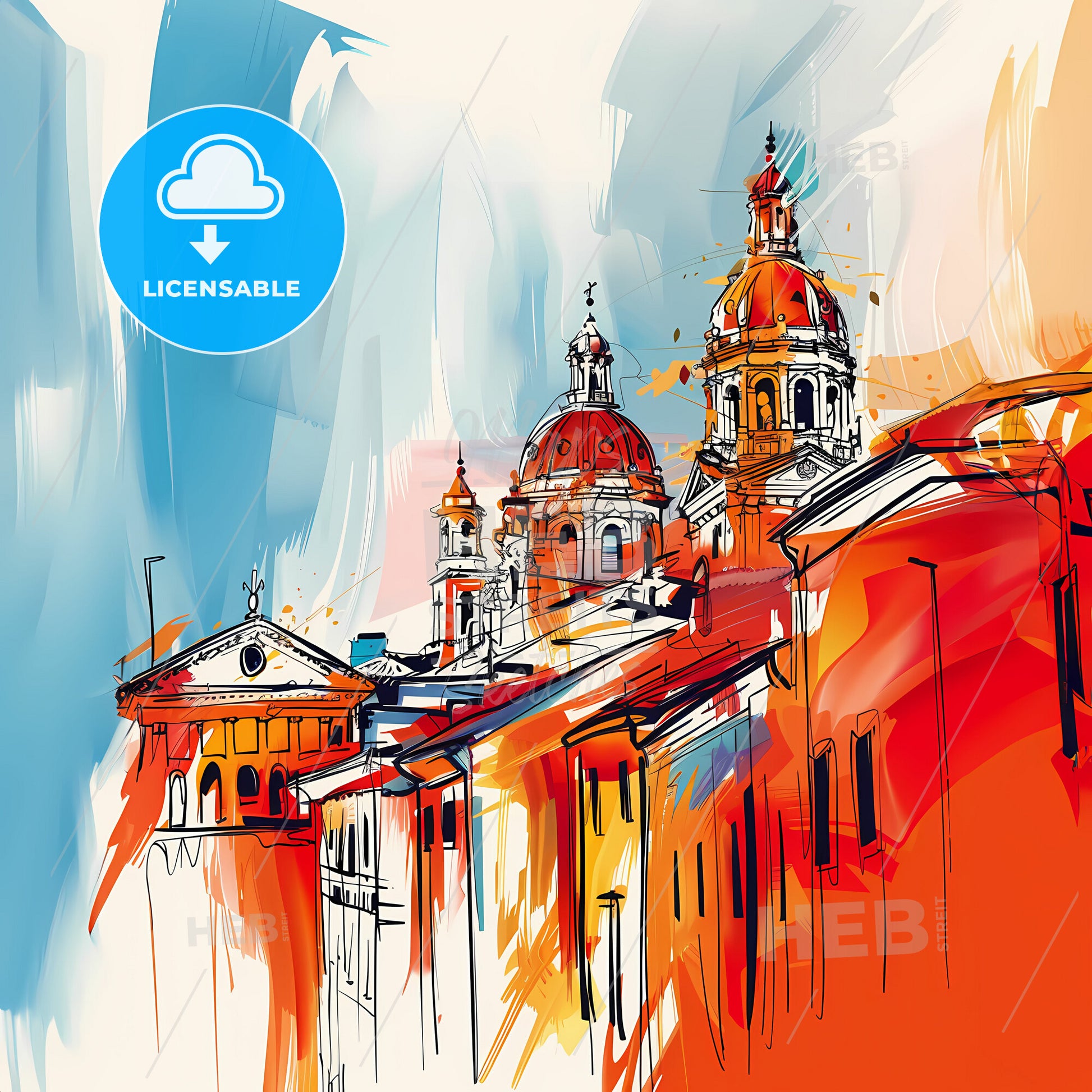 Vibrant San Antonio, Texas - A Painting Of A Building