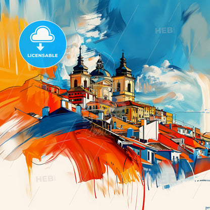 Vibrant San Blas, Spain - A Painting Of A Town