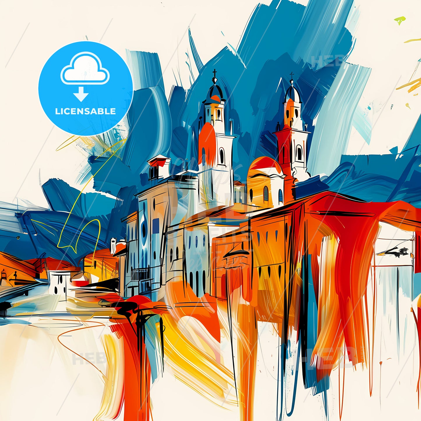 Vibrant San Buenaventura, California - A Painting Of A City