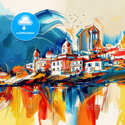 Vibrant San Diego, California - A Painting Of A City