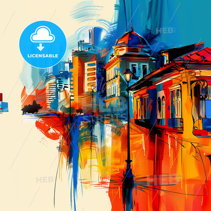 Vibrant San José, Costa Rica - A Painting Of A City