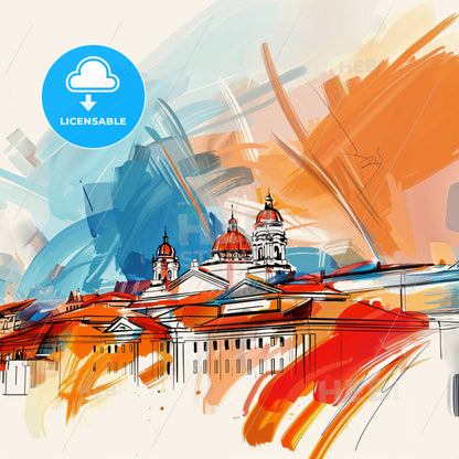 Vibrant San Jose, California - A Painting Of A Building With Colorful Paint