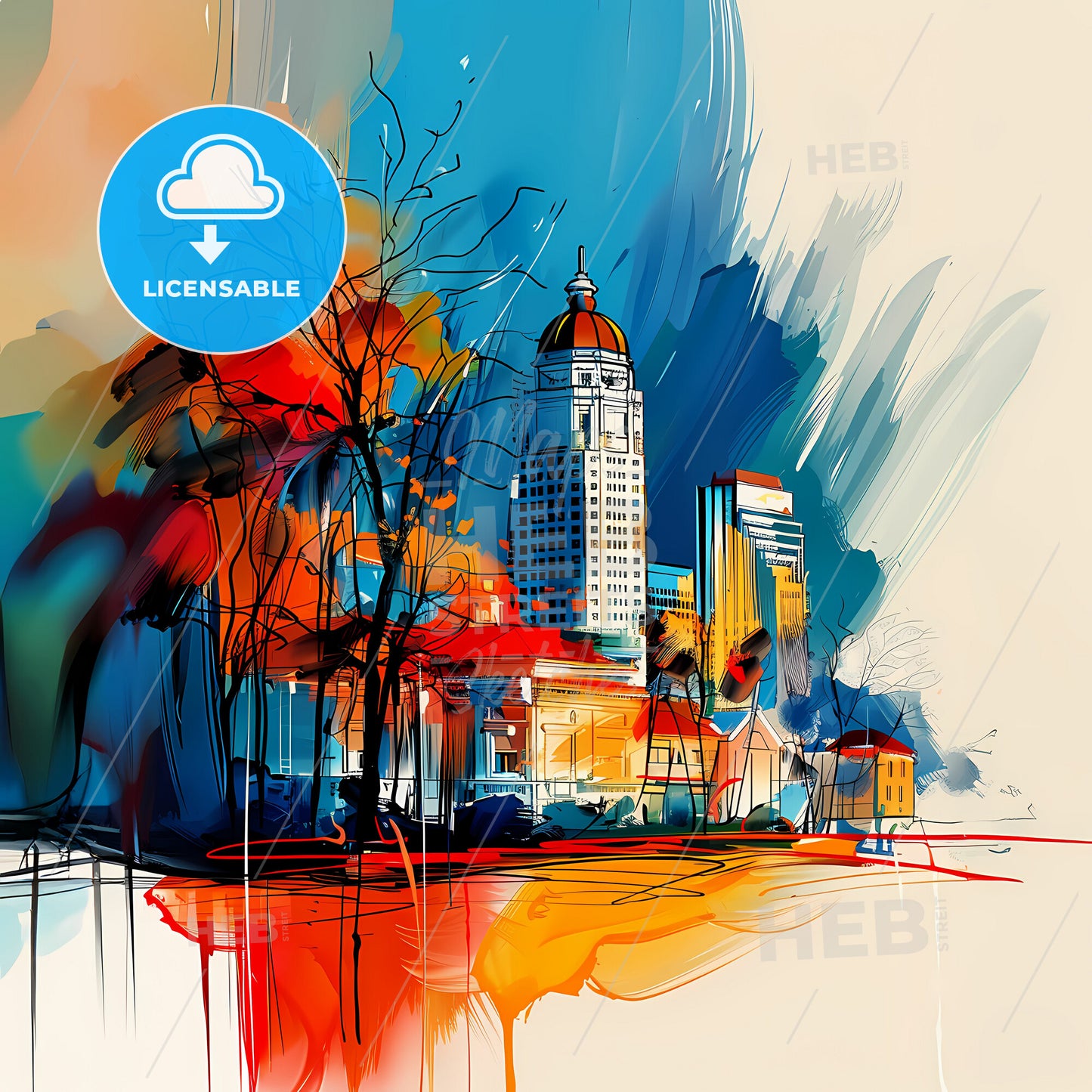 Vibrant San Jose, California - A Painting Of A City