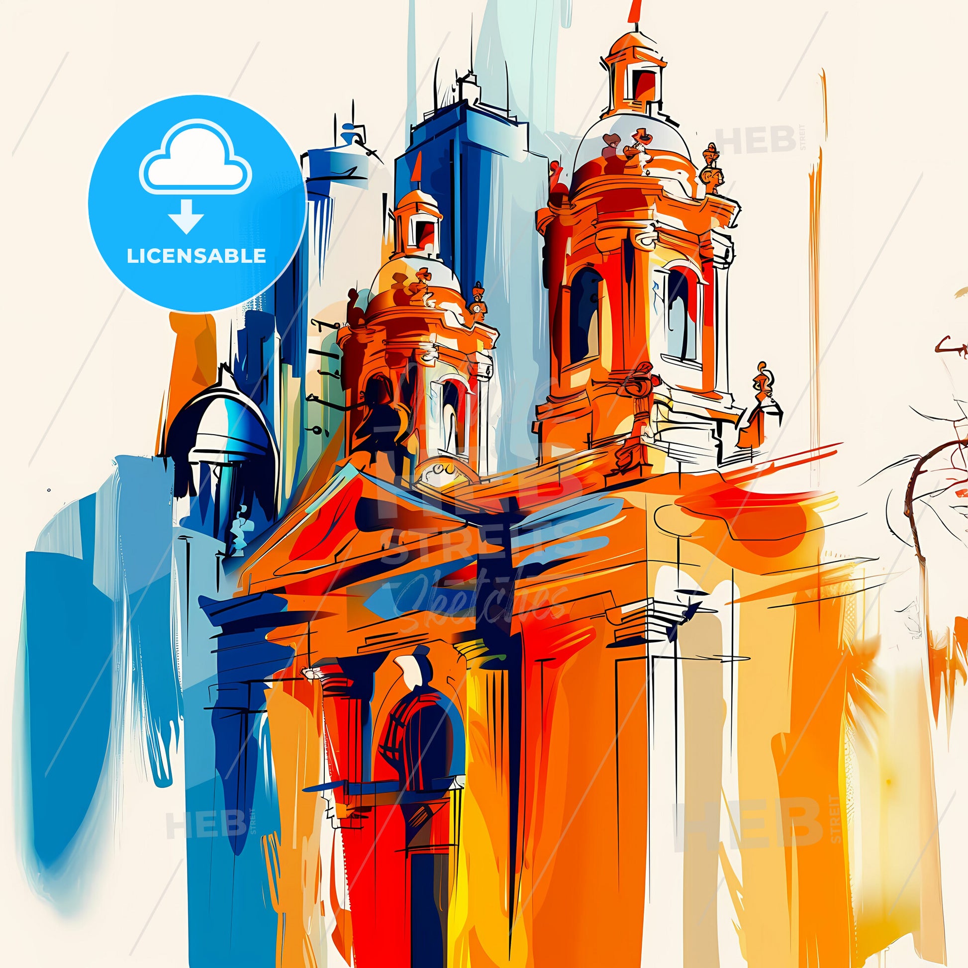 Vibrant San Juan, Argentina - A Colorful Painting Of A Building