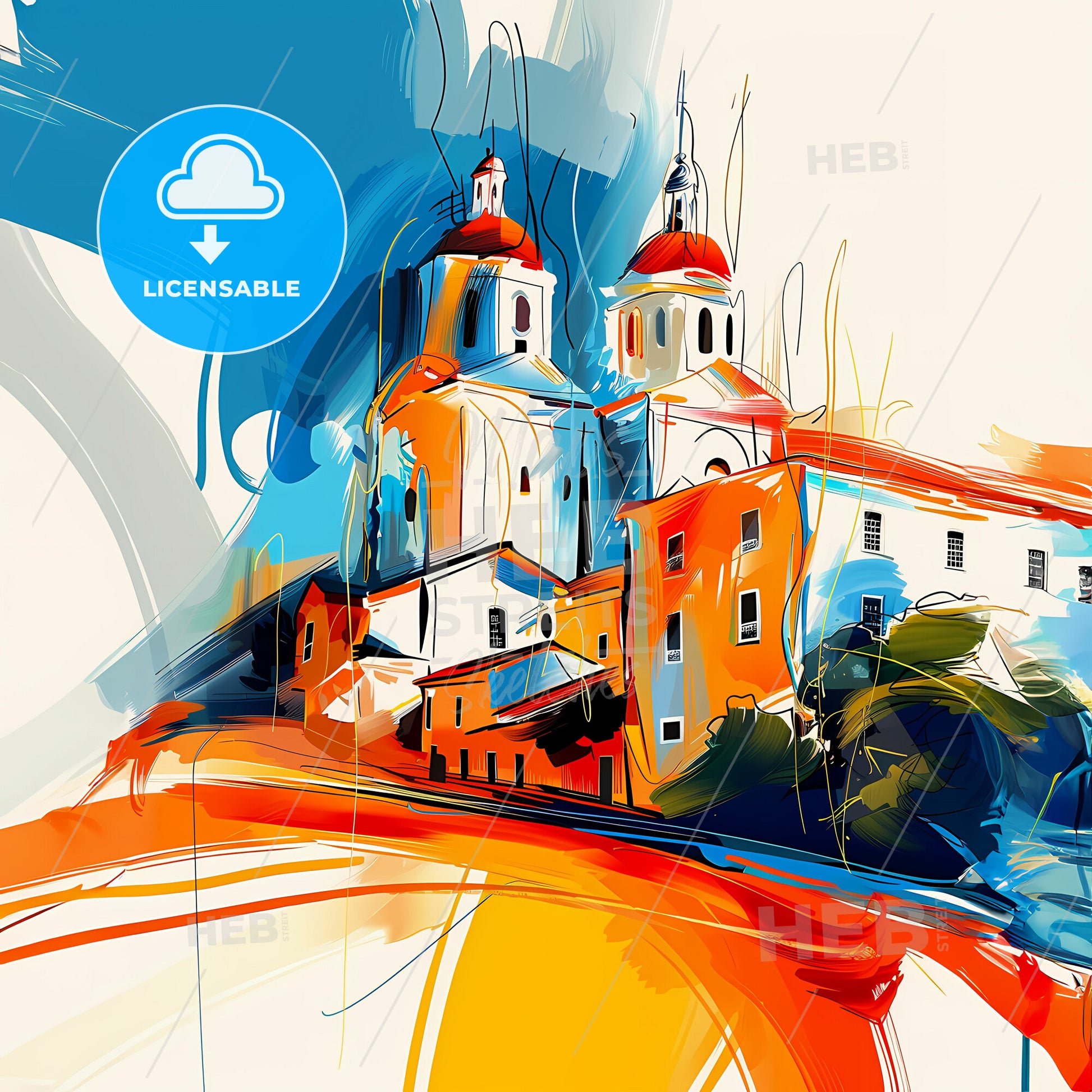 Vibrant San Mateo, California - A Painting Of A Building