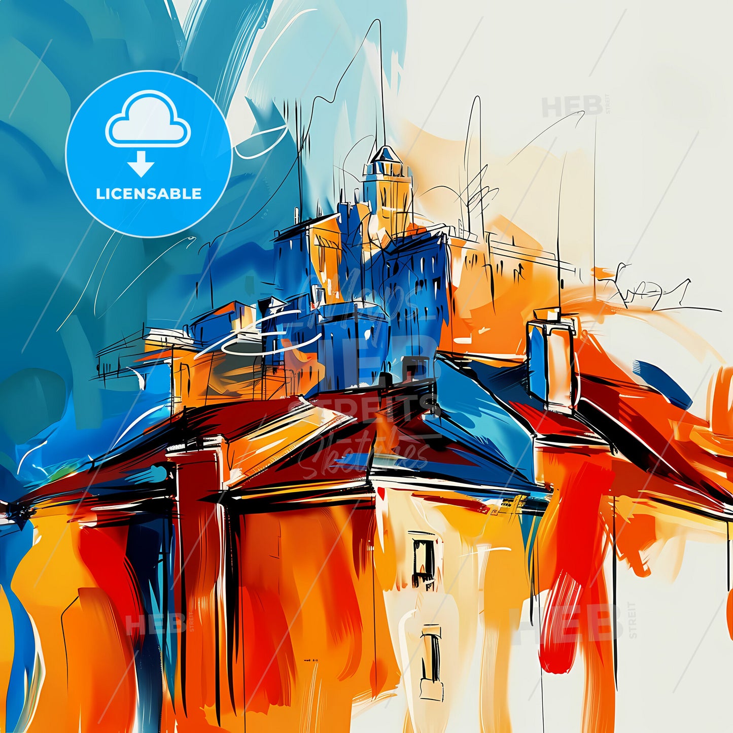 Vibrant San Mateo, California - A Painting Of A Building