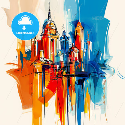 Vibrant San Mateo, California - A Colorful Cityscape With Towers And Spires