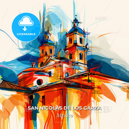 Vibrant San Nicolás De Los Garza, Mexico - A Painting Of A Building - Square format print template