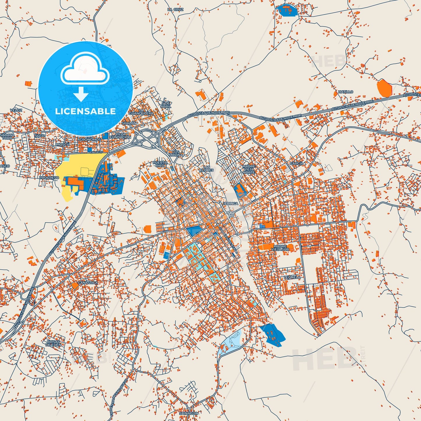 Colorful San Cristóbal Street Map with Labels and Buildings