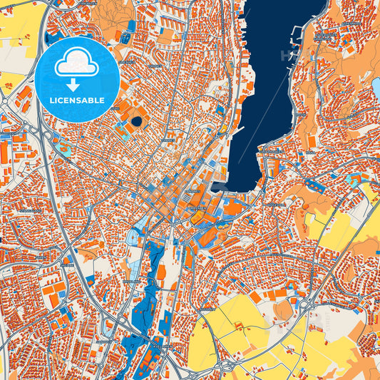Colorful Sandnes Street Map with Labels and Buildings