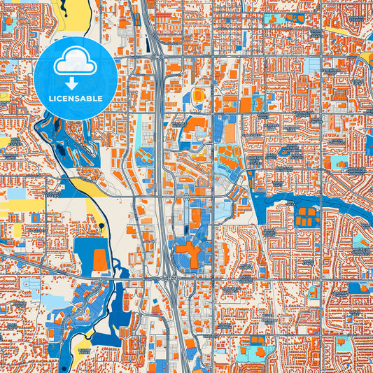 Colorful Sandy Street Map with Labels and Buildings