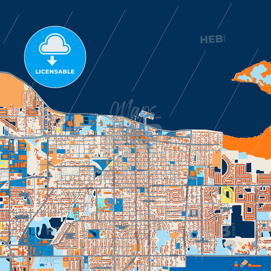 Colorful Sanford Street Map with Labels and Buildings