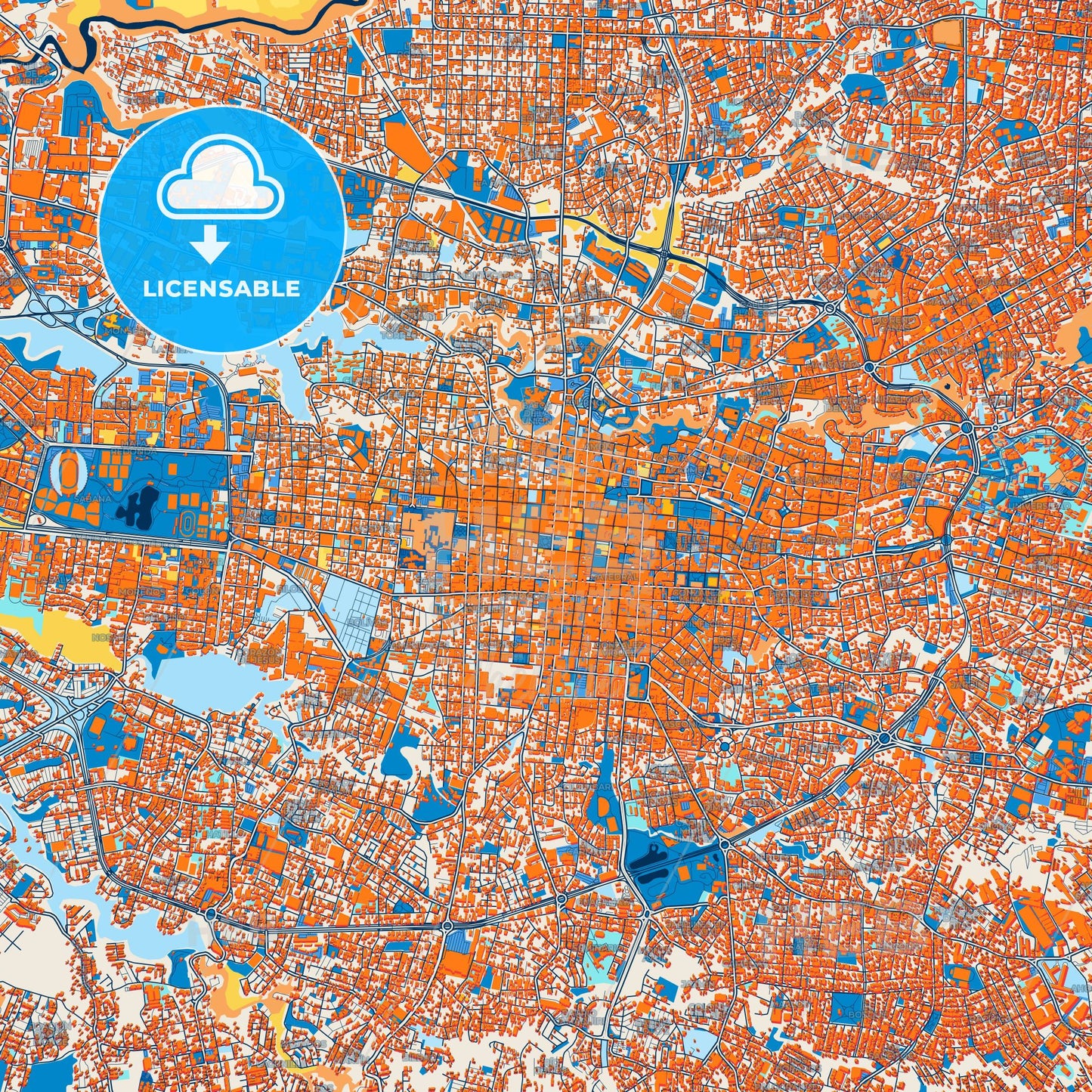 Colorful San José Street Map with Labels and Buildings