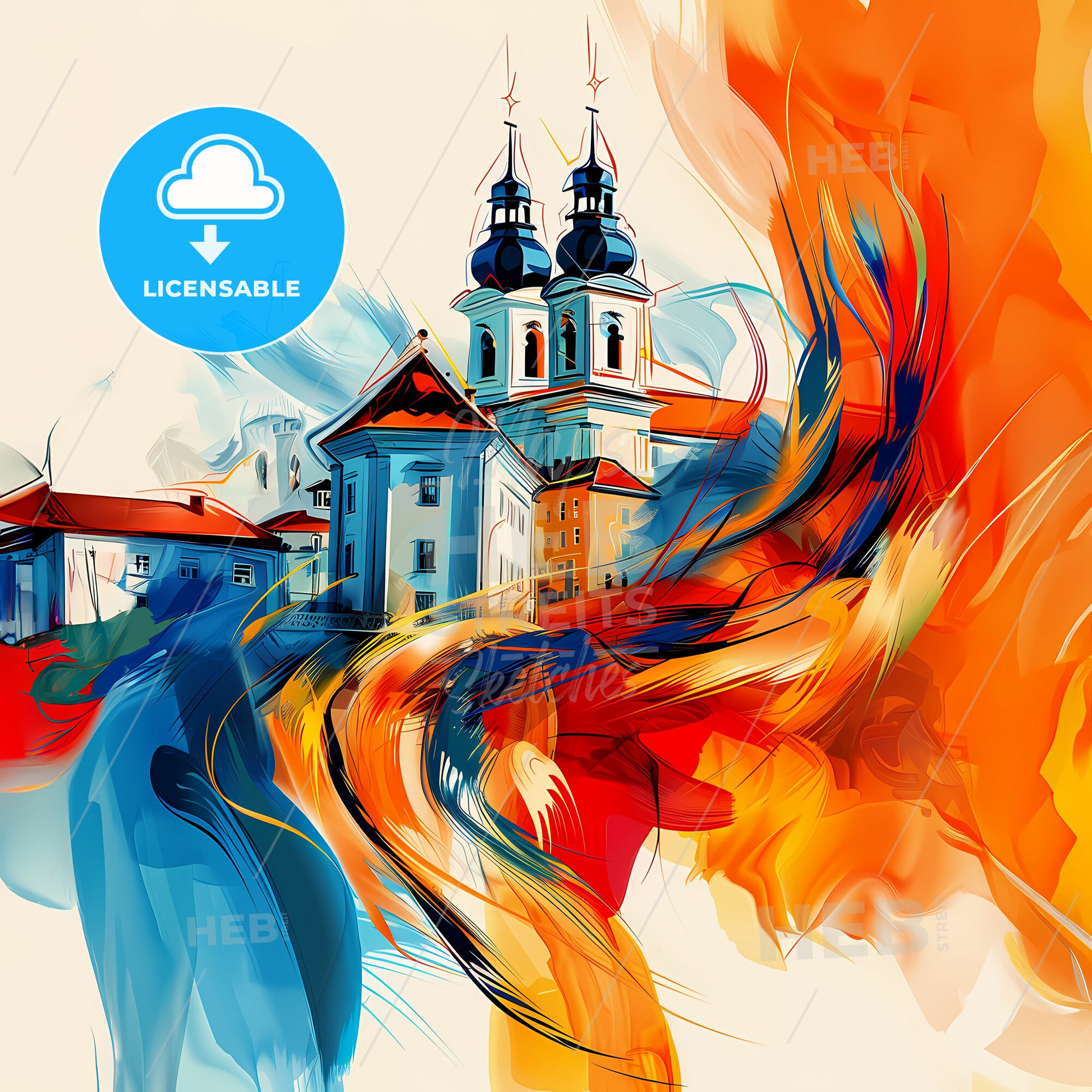 Vibrant Sankt Pölten, Austria - A Painting Of A Building With A Colorful Background