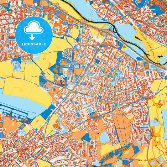 Colorful Sankt Augustin Street Map with Labels and Buildings