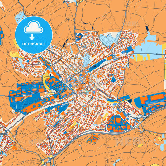 Colorful Sankt Ingbert Street Map with Labels and Buildings