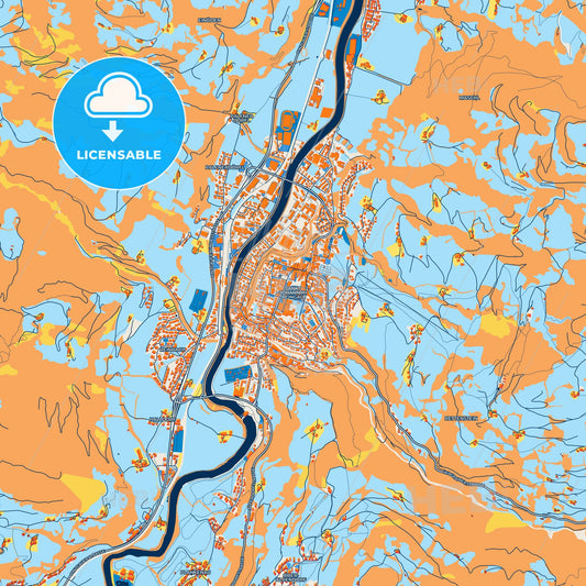Colorful Sankt Johann im Pongau Street Map with Labels and Buildings