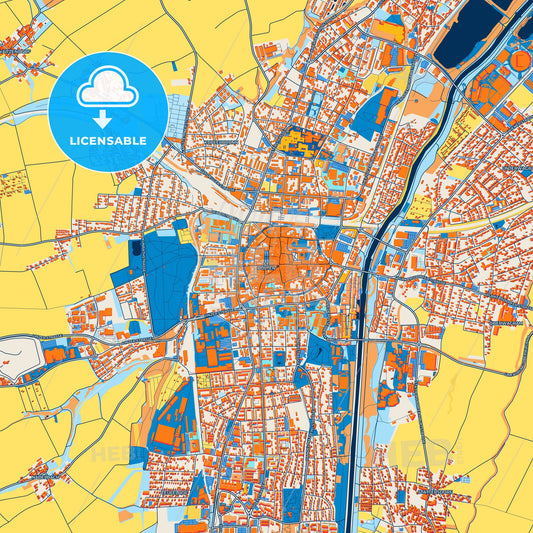 Colorful Sankt Pölten Street Map with Labels and Buildings