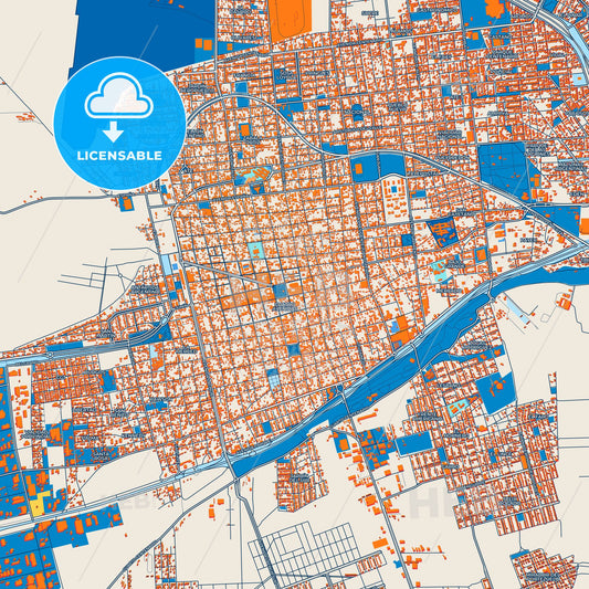 Colorful San Luis Street Map with Labels and Buildings